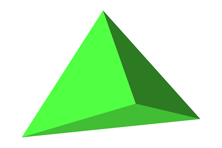 A tetrahedron has four sides but without 3D imaging equipment you will only see 3